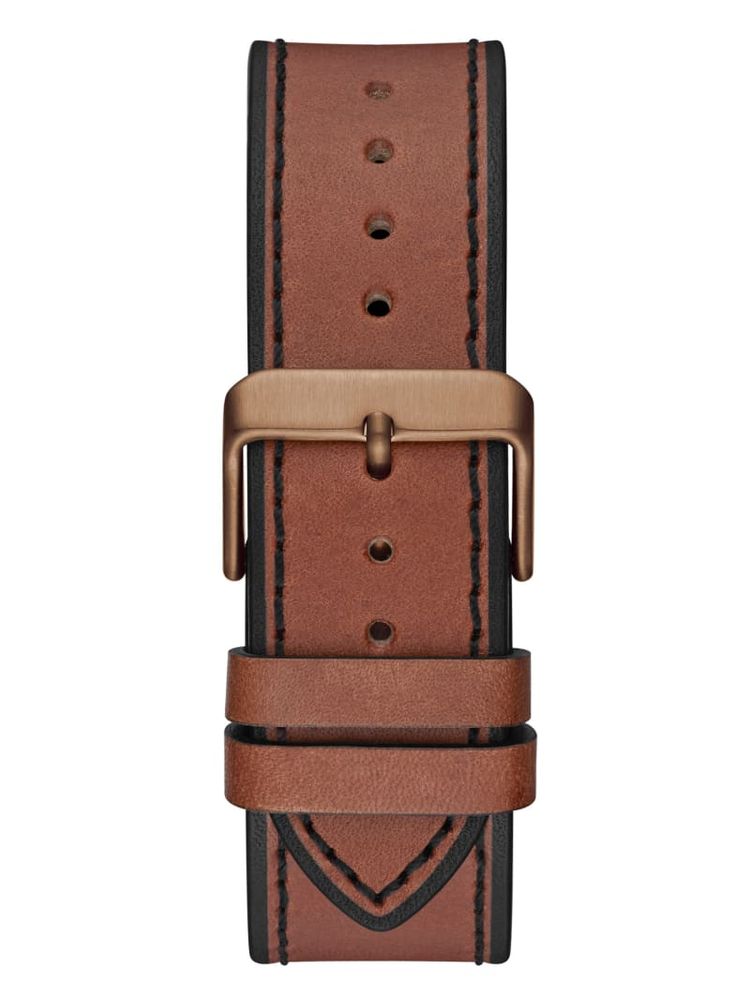 Coffee-Tone and Brown Leather Multifunction Watch