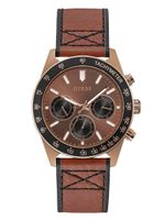 Coffee-Tone and Brown Leather Multifunction Watch