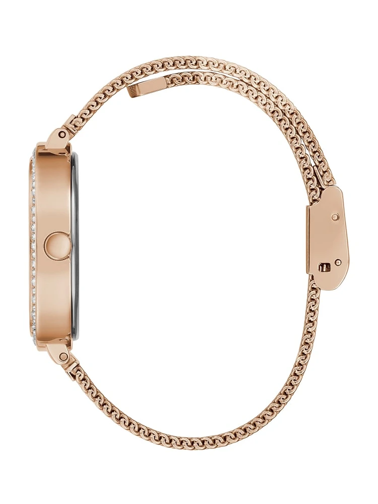 Rose Gold-Tone Mesh Analog Watch