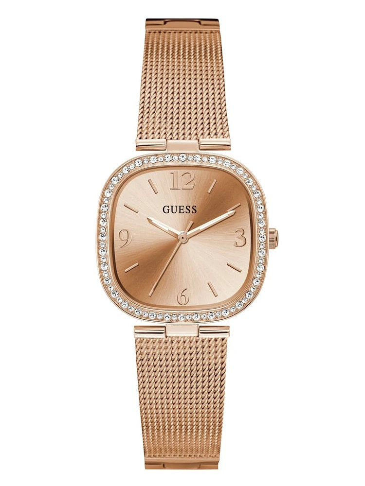 Rose Gold-Tone Mesh Analog Watch