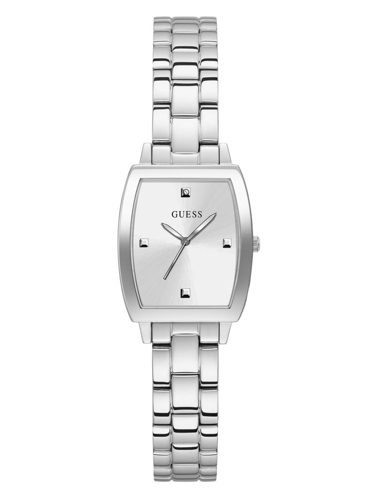 Silver-Tone and Diamond Analog Watch