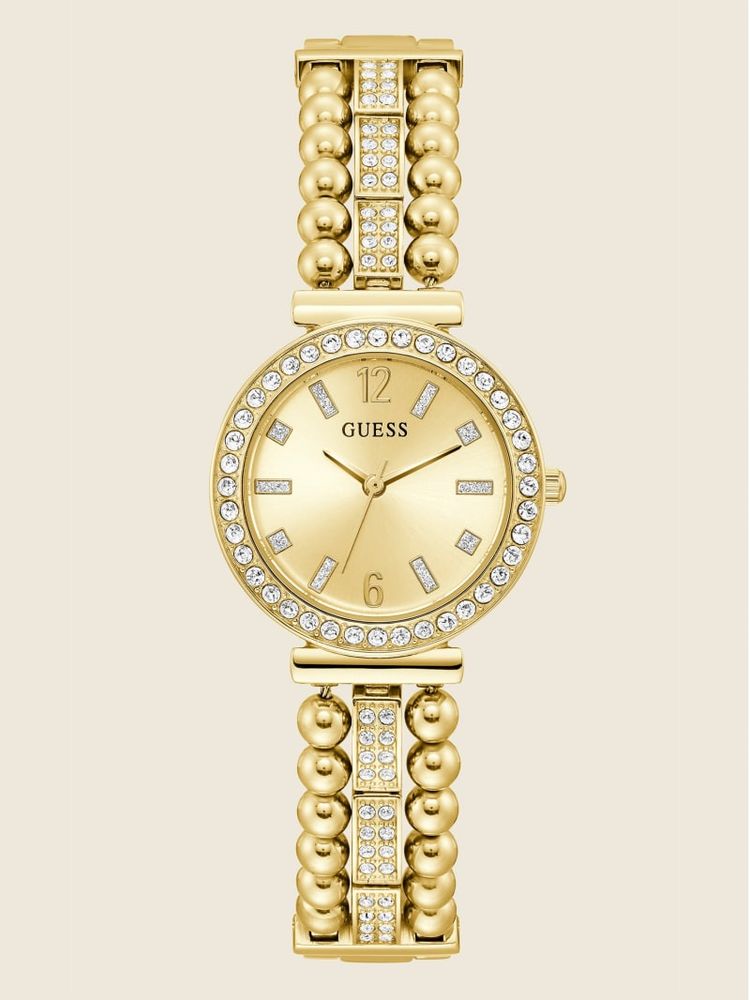 Gold-Tone and Rhinestone Analog Watch