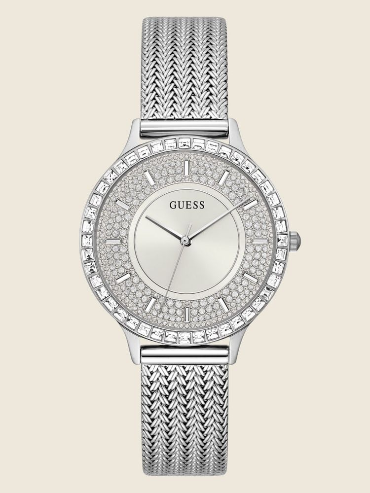 Silver-Tone Mesh Analog Watch