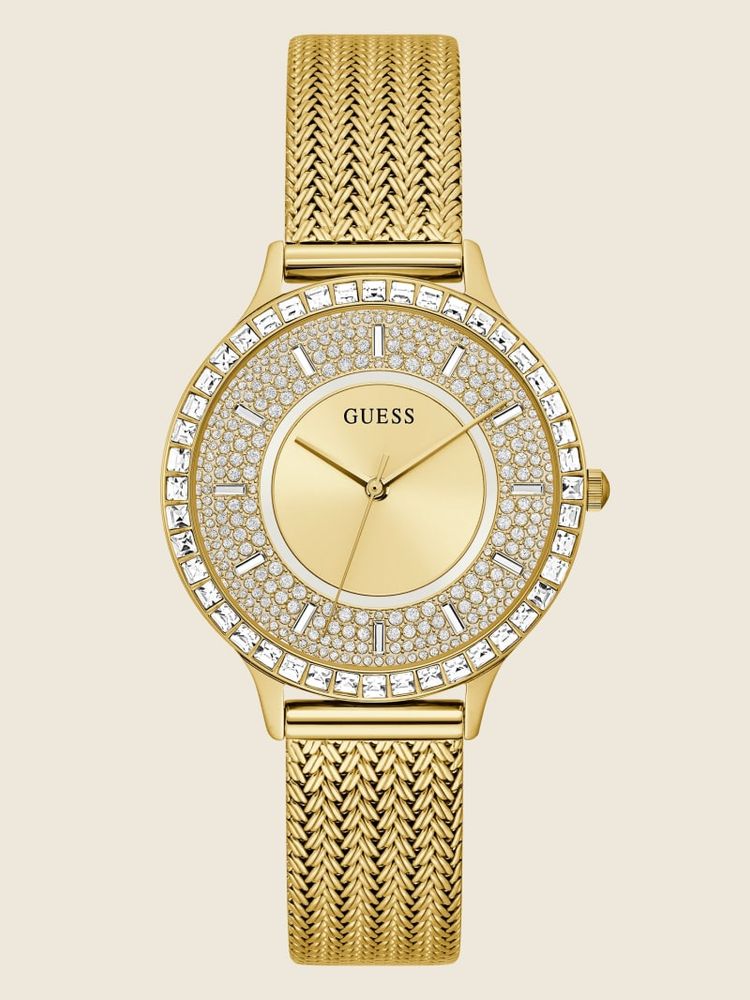 Gold-Tone Mesh Analog Watch