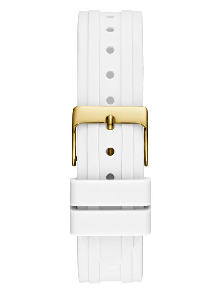 Gold-Tone and White Silicone Multifunction Watch