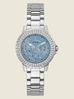 Silver-Tone and Rhinestone Multifunction Watch