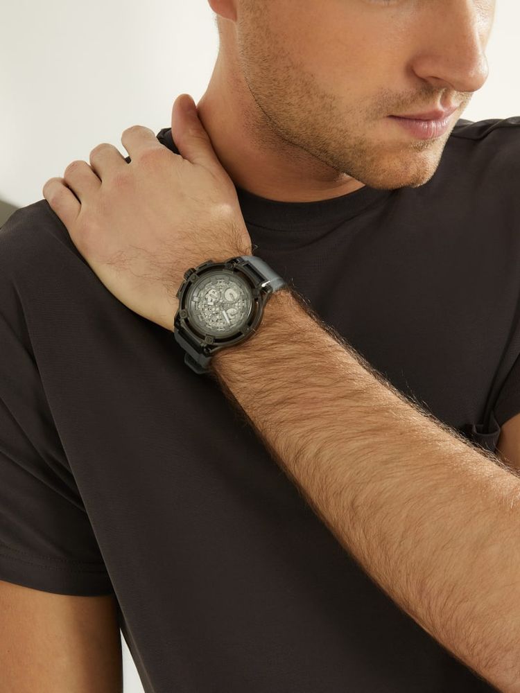 Black and Gunmetal Multifunction Watch