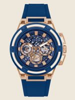 Blue and Rose Gold-Tone Multifunction Watch