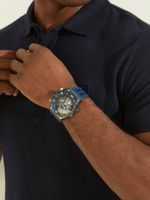 Blue Exposed Dial Multifunction Watch