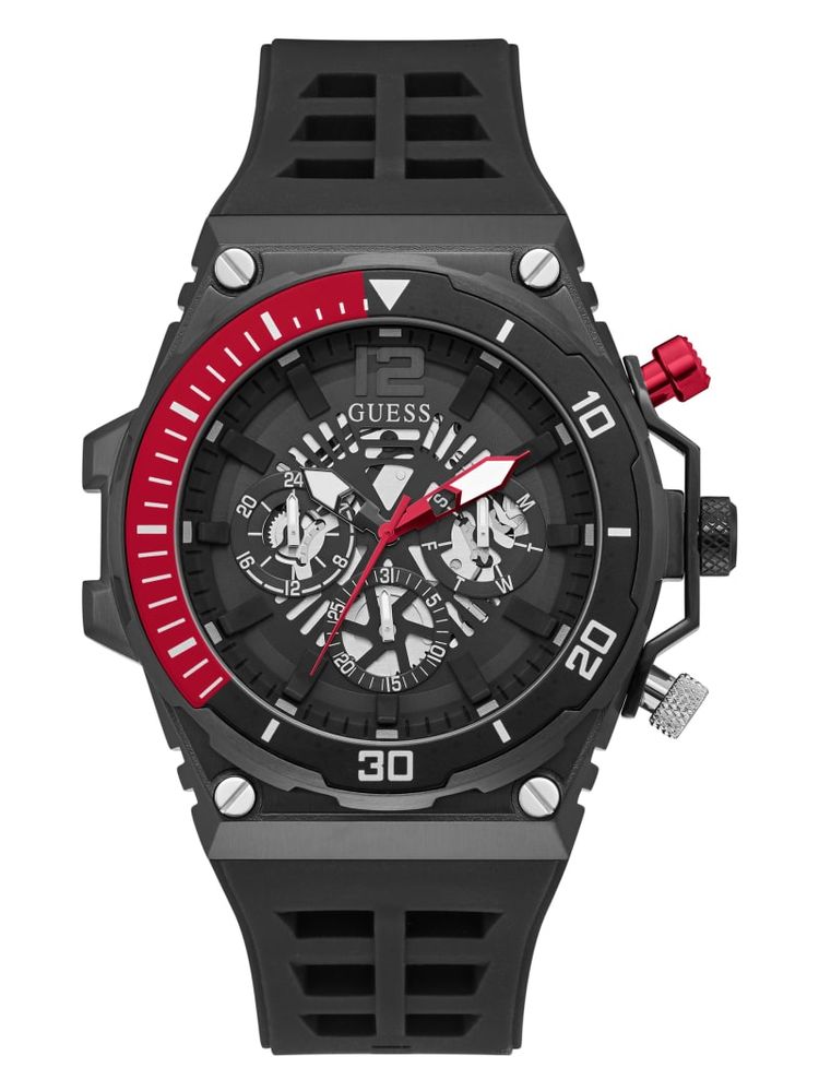 Black Exposed Dial Multifunction Watch