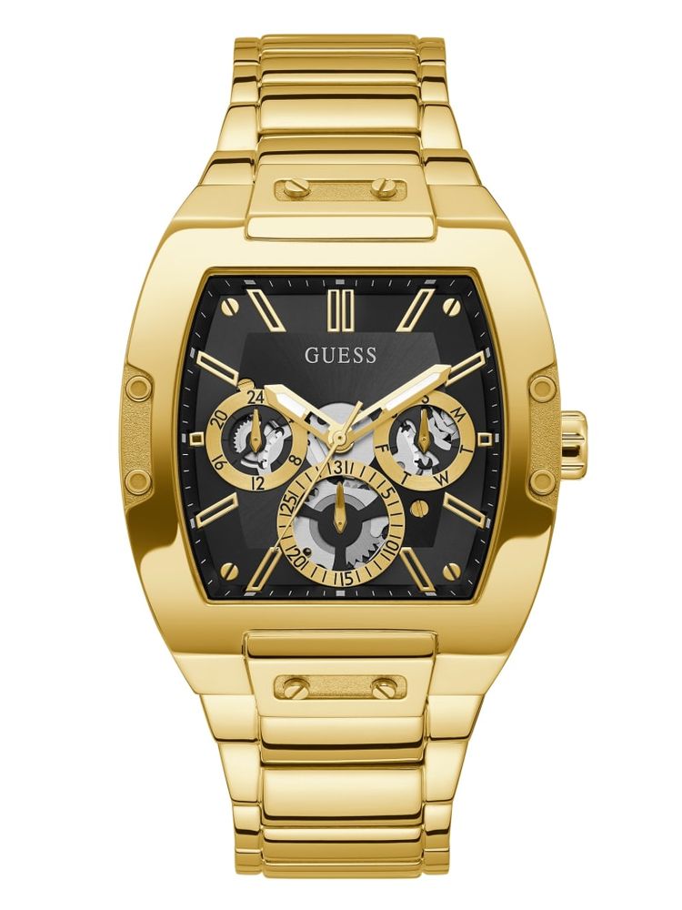 GUESS Women's Rose Gold-Tone and Denim Multifunction Watch