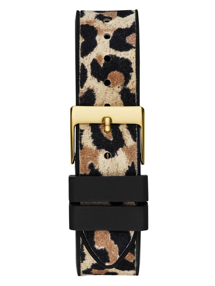 Gold-Tone and Animal Print Silicone Multifunction Watch