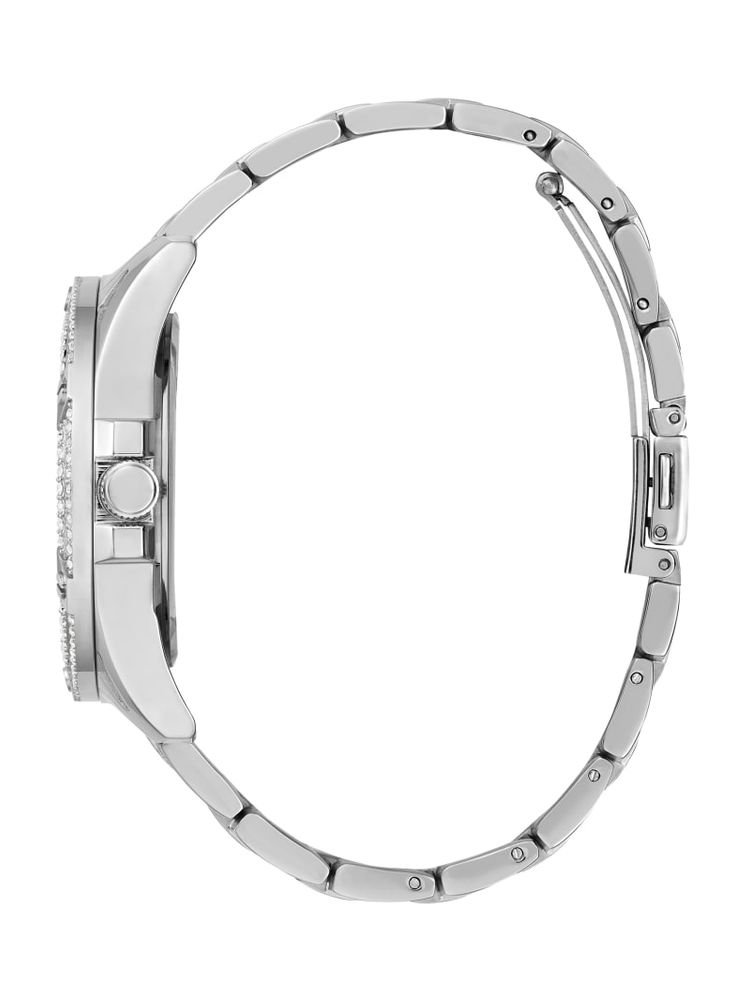 Silver-Tone Rhinestone Cut-Through Watch