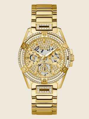 Gold-Tone Crystal Multifunction Watch