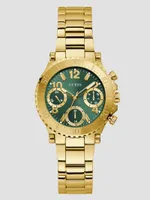 Gold-Tone and Green Multifunction Watch