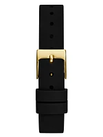 Gold-Tone and Black Silicone Analog Watch