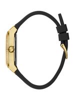 Clear Gold-Tone and Black Silicone Analog Watch