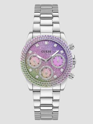 Silver-Tone and Ombre Multifunction Watch