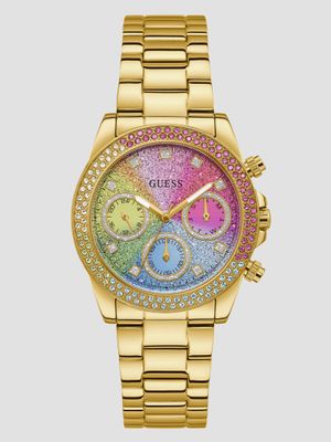 Gold-Tone and Rainbow Multifunction Watch