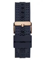 Navy Perforated Silicone Multifunction Watch
