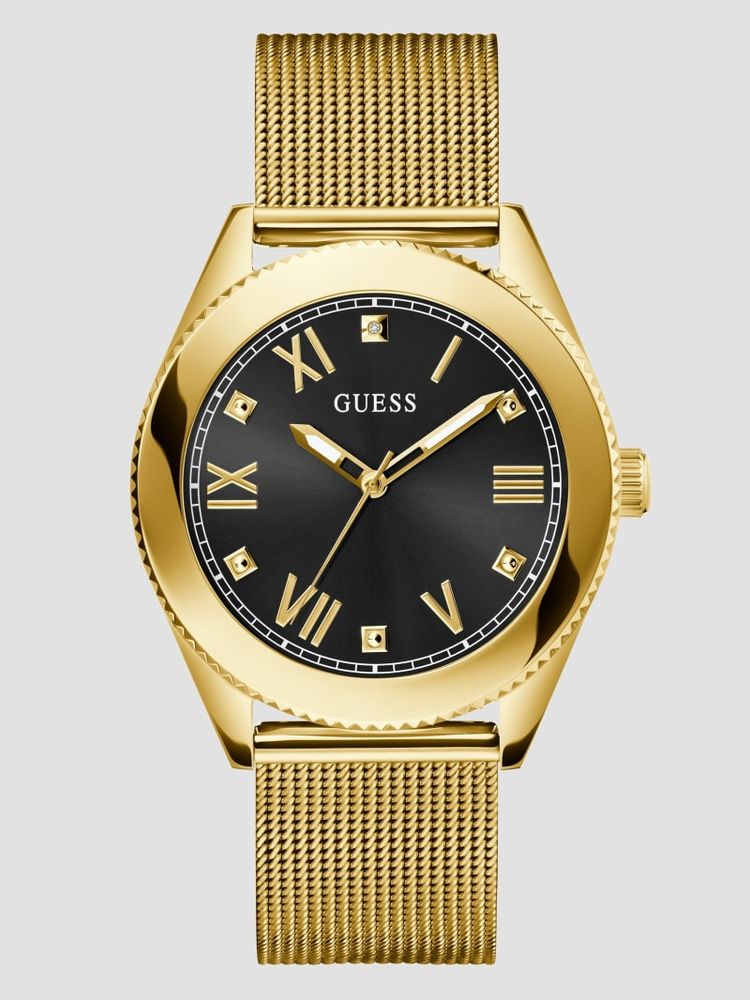 Gold-Tone Mesh Analog Watch