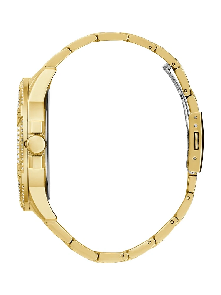 Gold-Tone Rhinestone Cut-Through Watch