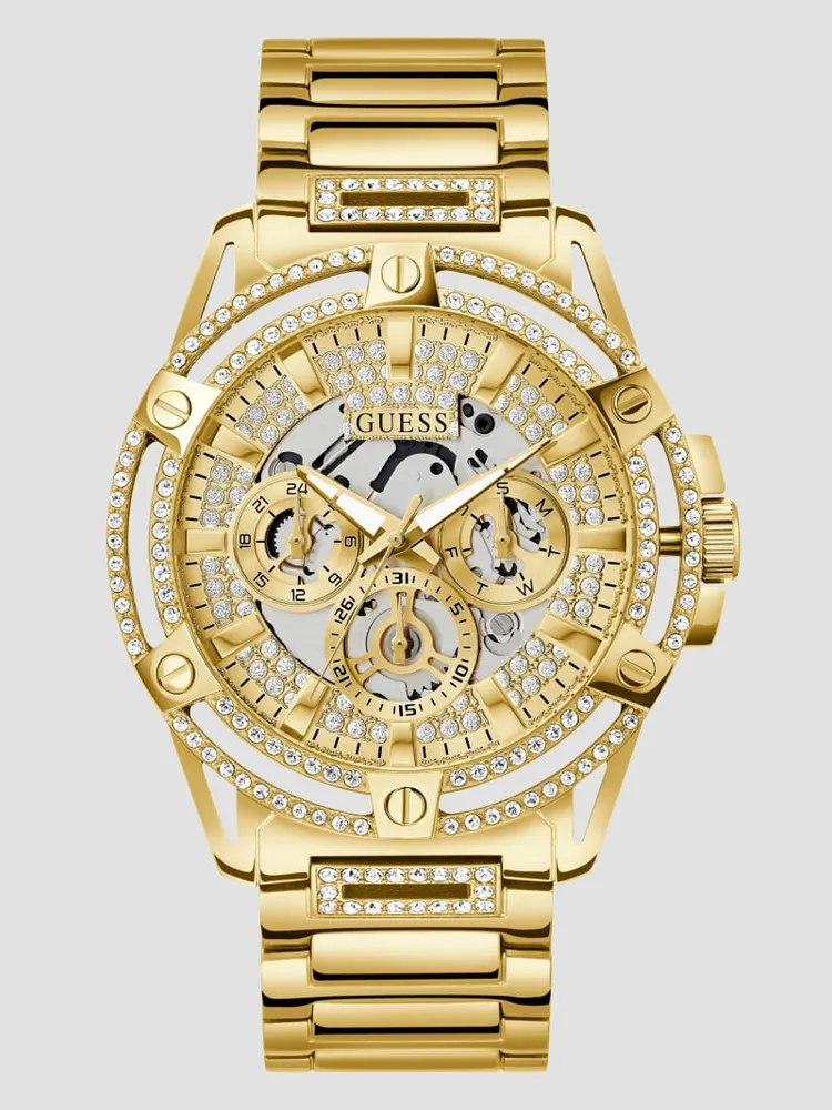 Gold-Tone Rhinestone Cut-Through Watch