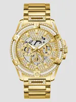 Gold-Tone Rhinestone Cut-Through Watch