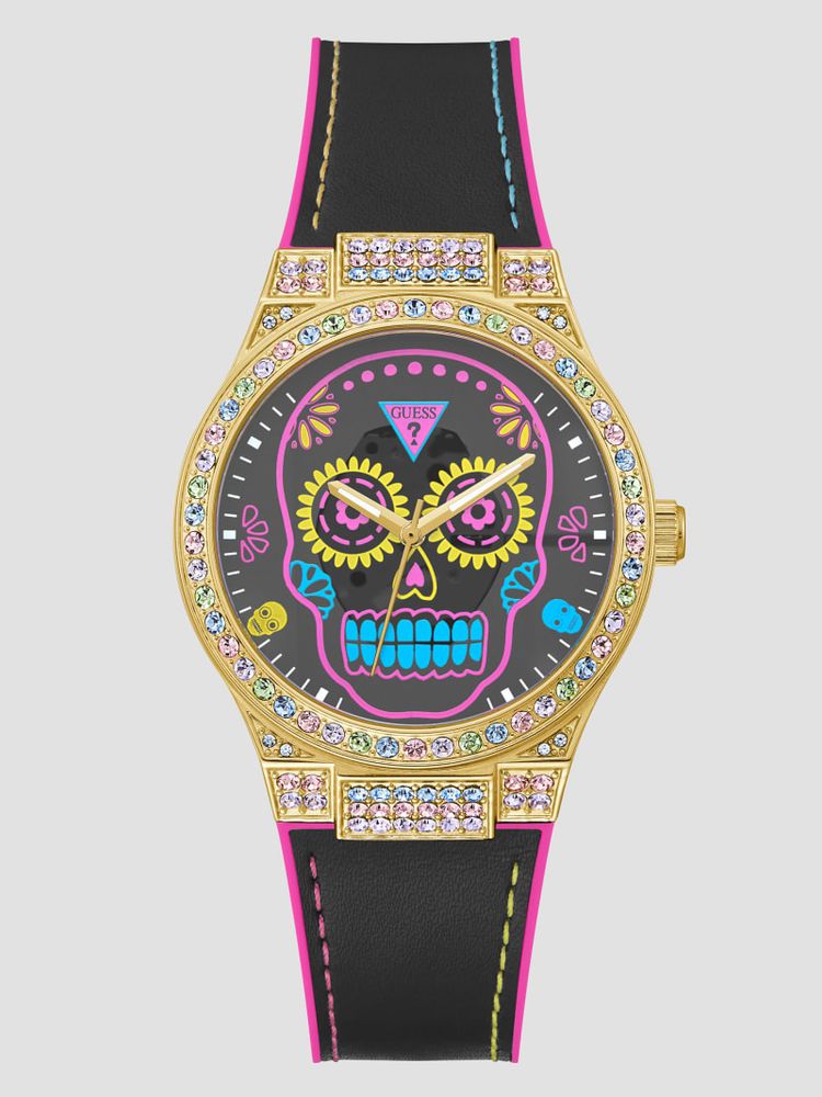 Multi Leather Skull Analog Watch