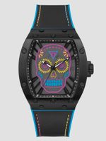 Multi Silicone and Leather Skull Analog Watch