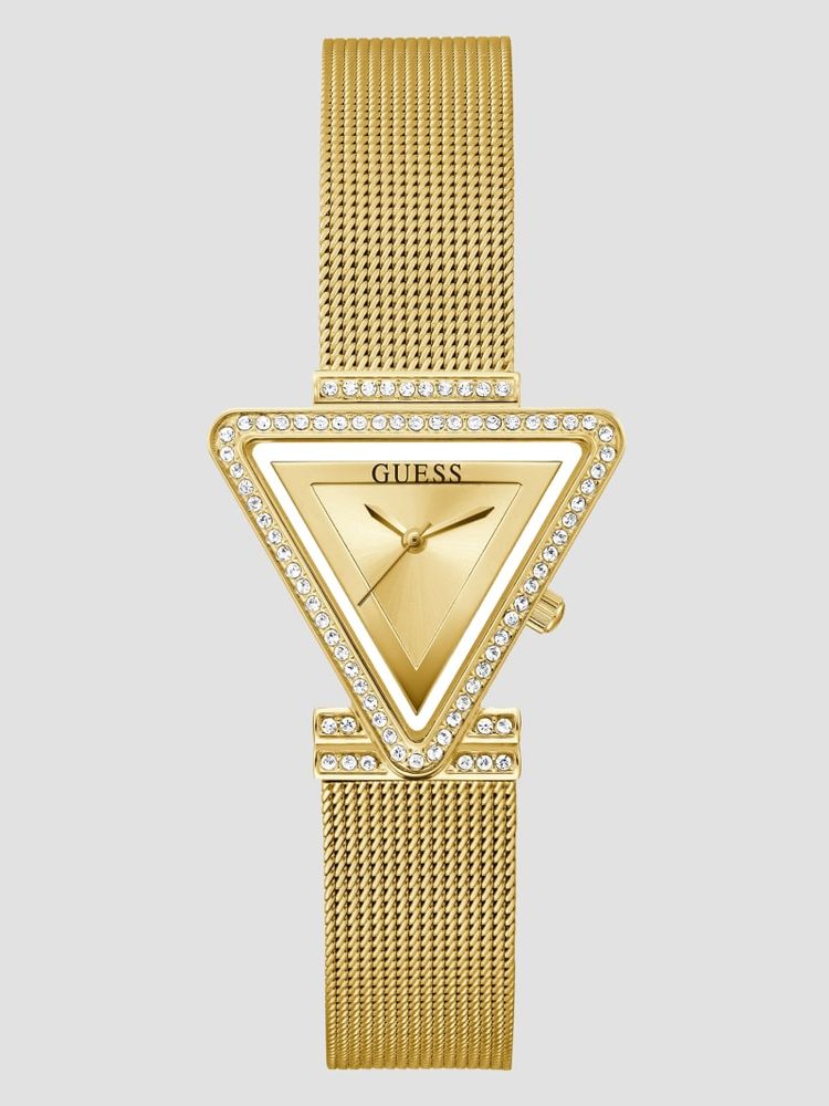 Gold-Tone Triangle Mesh Analog Watch