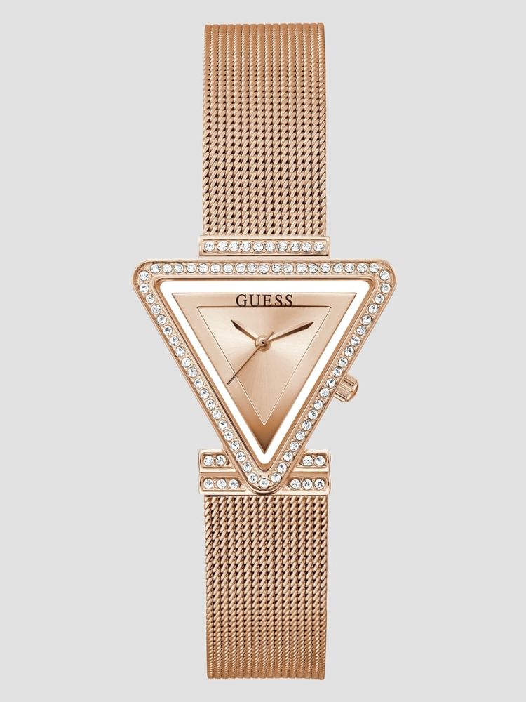 Rose Gold-Tone Triangle Mesh Analog Watch