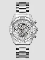 Crystal Silver-Tone Multifunction Watch