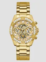 Crystal Gold-Tone Multifunction Watch