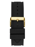 Gold-Tone and Black Silicone Multifunction Watch