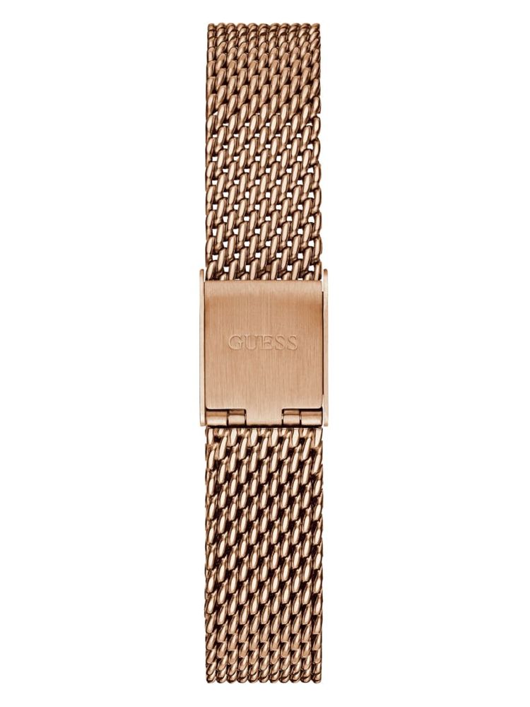 Rose Gold-Tone Mesh Diamond Analog Watch