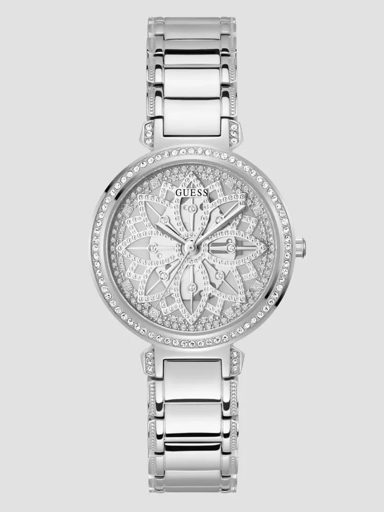 Silver-Tone Floral Cut-Through Analog Watch