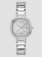 Silver-Tone Floral Cut-Through Analog Watch