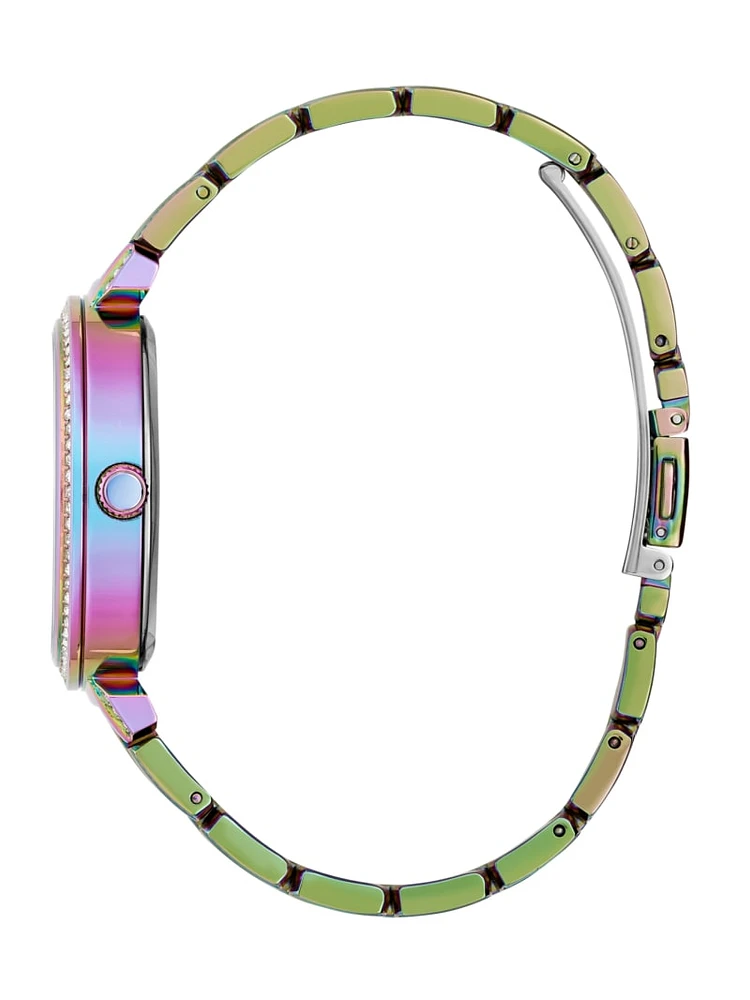 Iridescent Floral Cut-Through Analog Watch