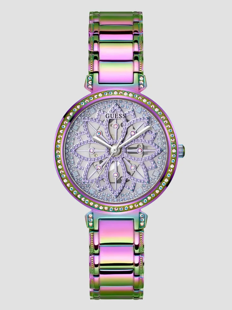 Iridescent Floral Cut-Through Analog Watch