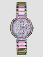 Iridescent Floral Cut-Through Analog Watch