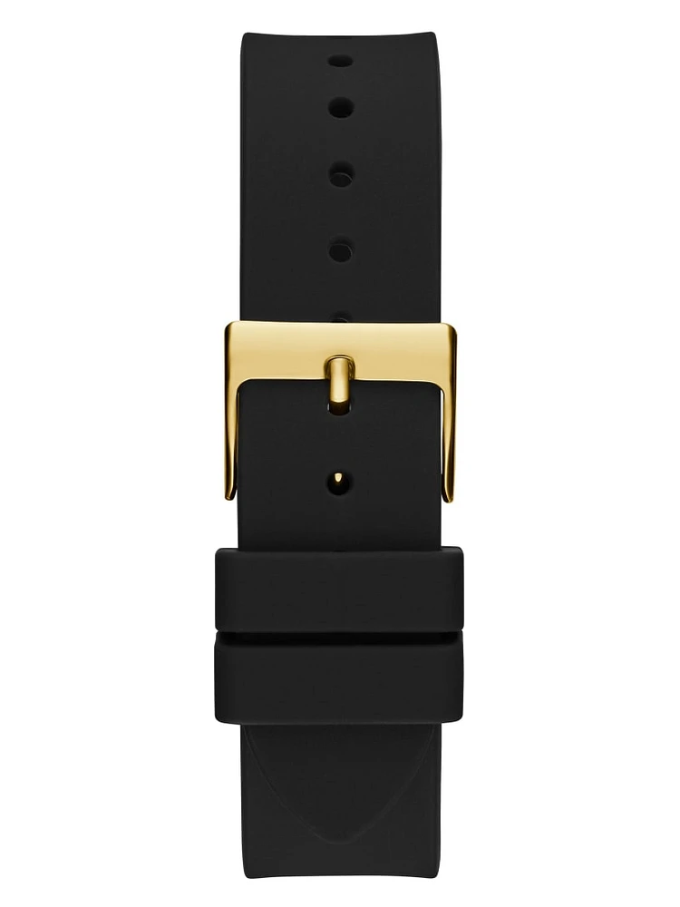 Gold-Tone and Black Silicone Multifunction Watch