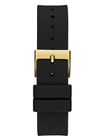 Gold-Tone and Black Silicone Multifunction Watch