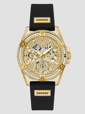 Gold-Tone and Silicone Multifunction Watch