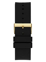 Cut-Through Gold-Tone and Black Silicone Multifunction Watch