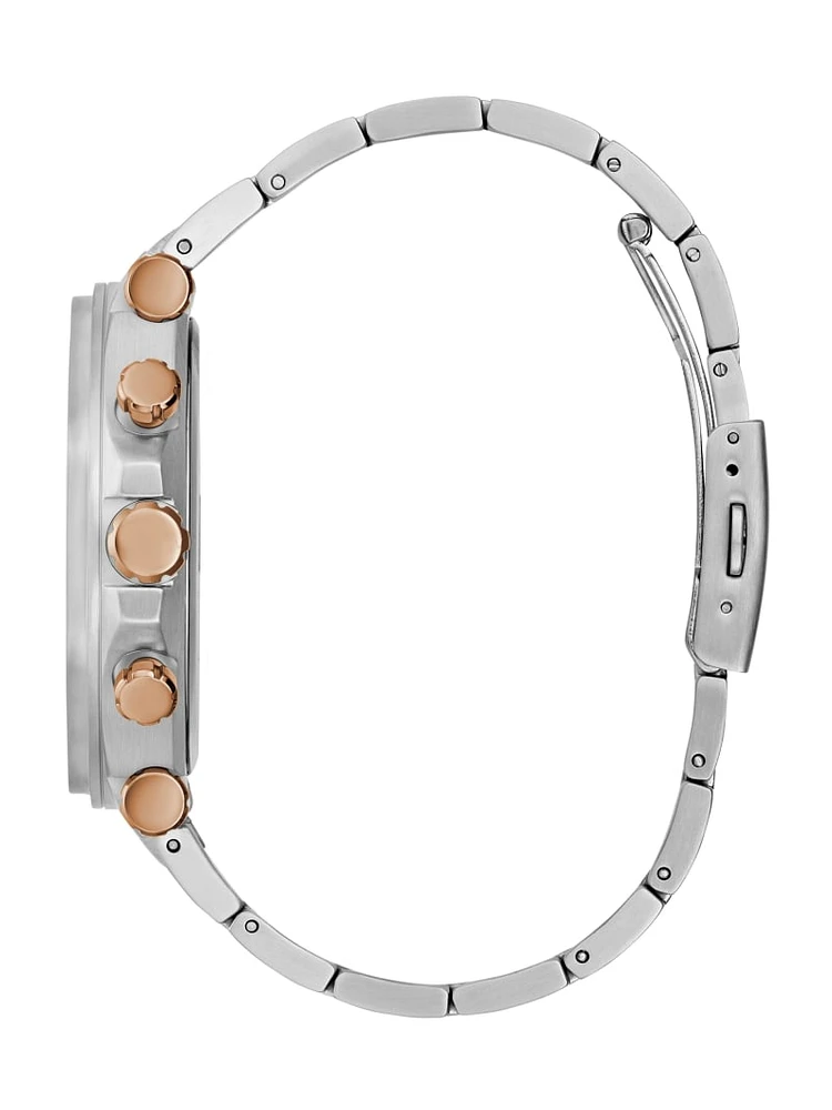 Silver-Tone Cut-Through Multifunction Watch