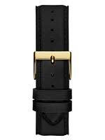 Gold-Tone and Black Leather Multifunction Watch