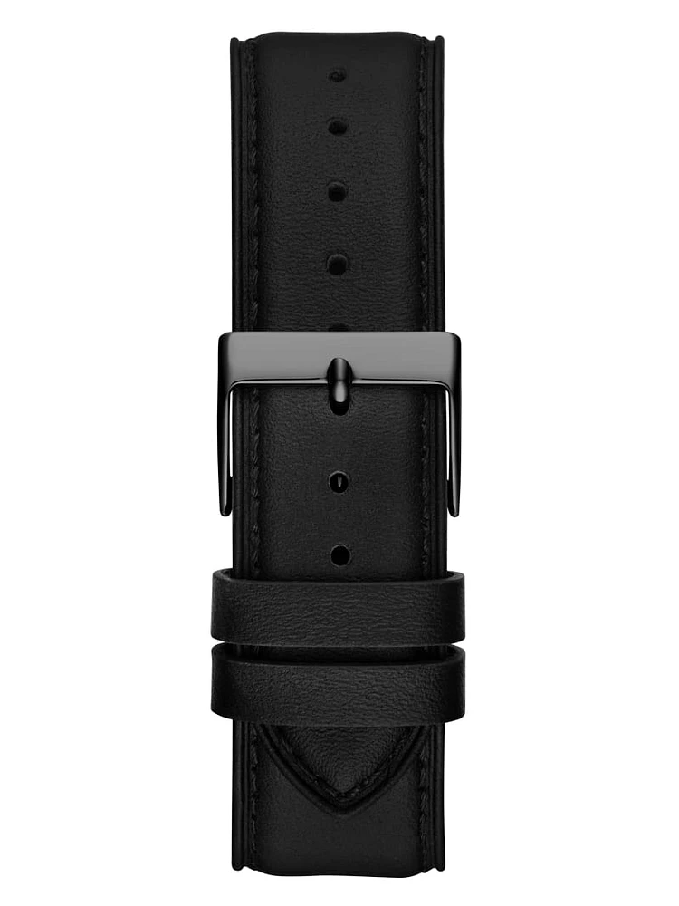 Black Leather Multifunction Watch