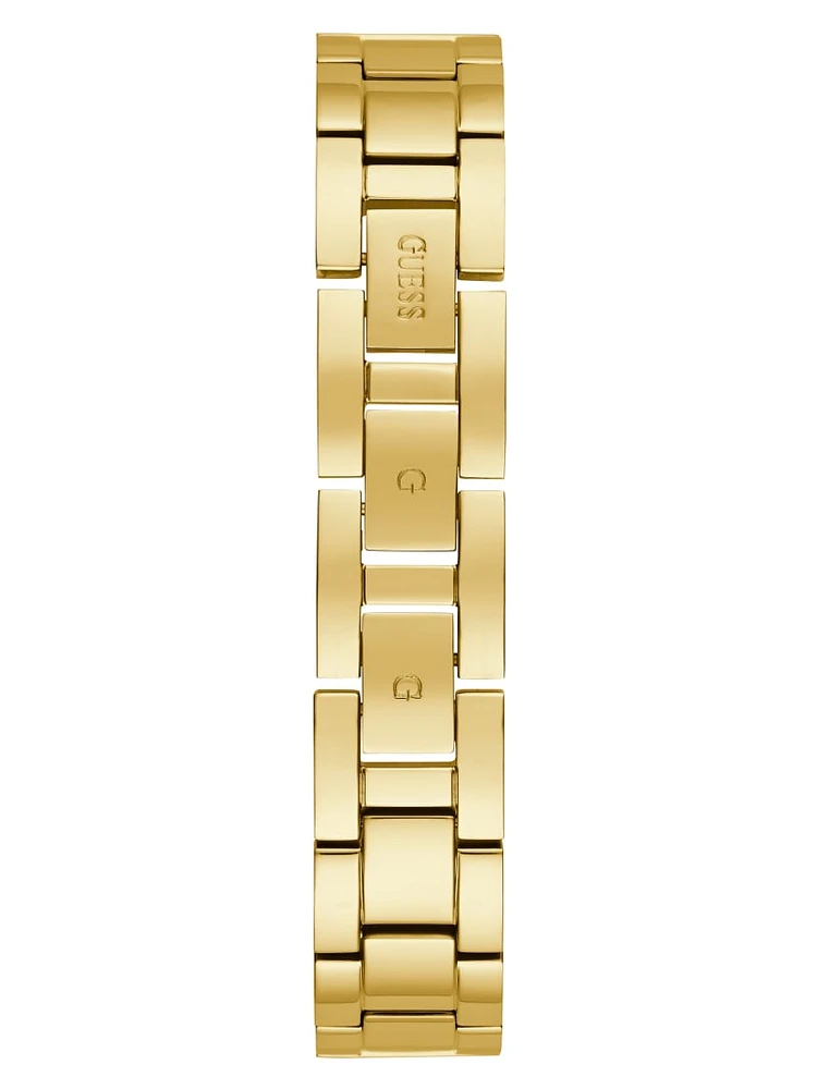 Gold-Tone Crystal Curb Chain Analog Watch