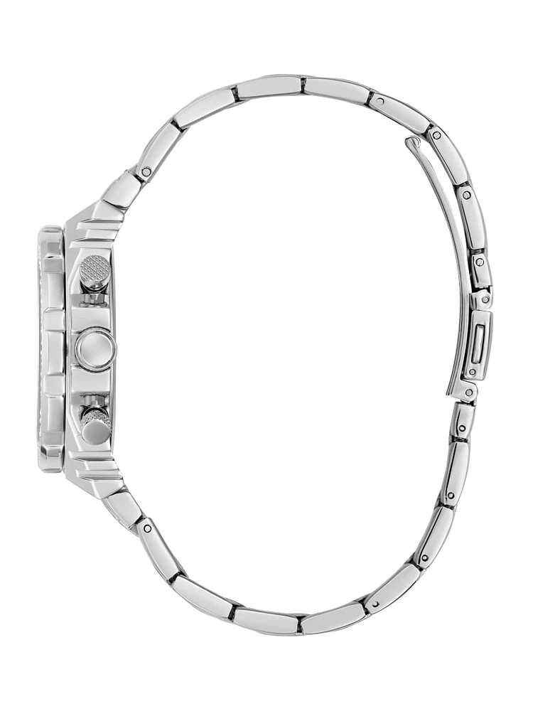 Silver-Tone Crystal Cut-Through Multifunction Watch